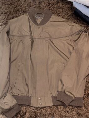 David Taylor Tan Jacket with Ribbed Trim